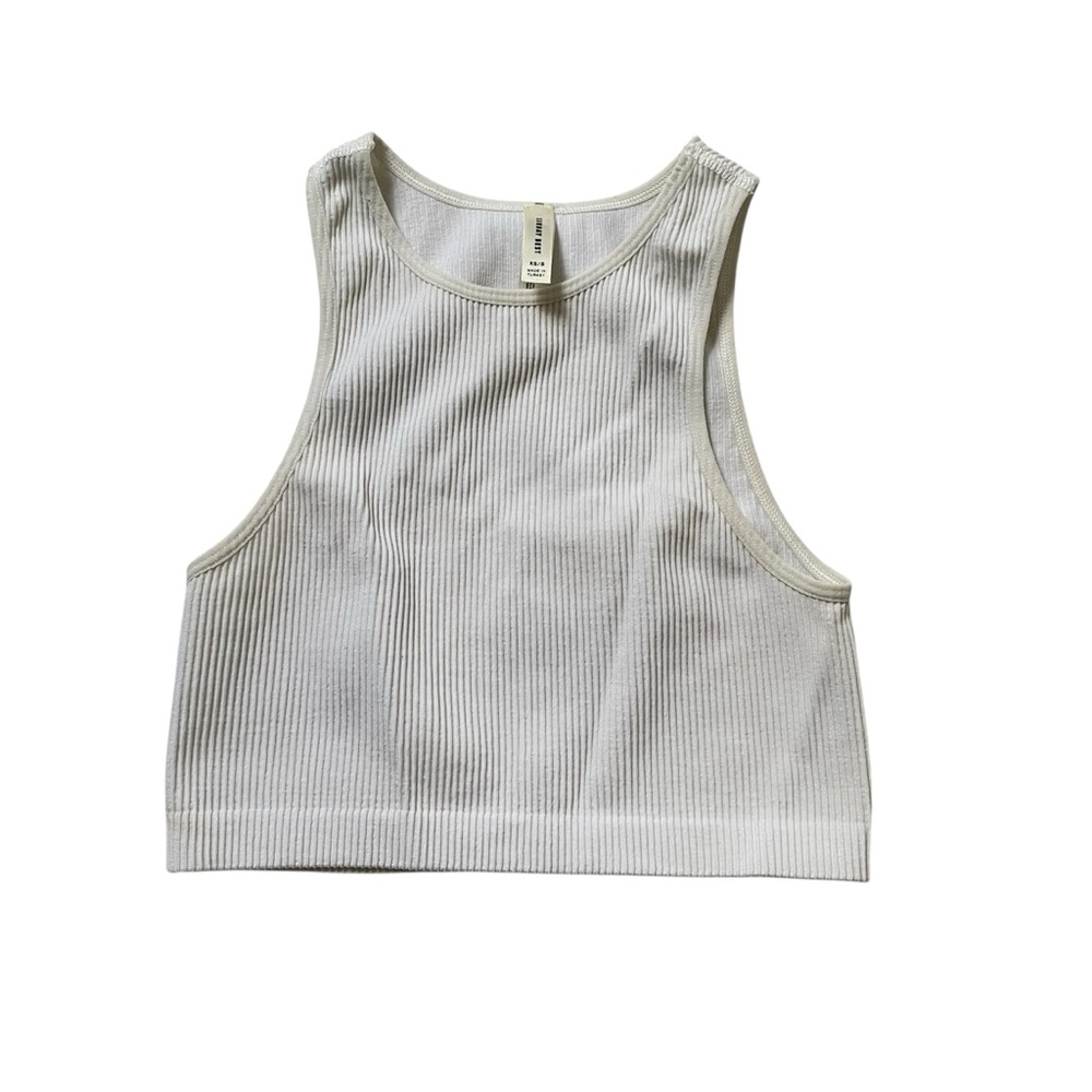 Aritzia Sunday Best white ribbed cropped tank top size extra small/small